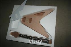 1set Guitare Électrique Kit 22 Guitare Encolure Guitar Body Ahogany Rosewood Forme V