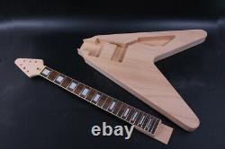 1set Guitare Kit 22 Guitar Neck Guitar Body Mahogany Rosewood Flying V Block