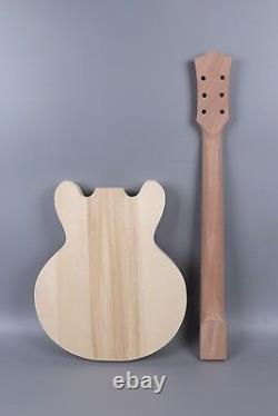 1set Guitare Kit Guitar Body Guitar Neck 22fret 24.75inch Semi Hollow Body 335