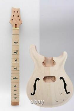 1set Guitare Kit Guitar Neck 22fret Semi-hollow Guitar Body Unfinished Bird Inlay