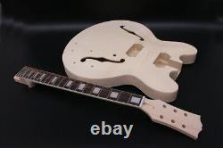 1set Semi-hollow Unfinished Electric Guitar Neck+guitar Body Diy Projet De Guitare
