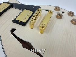 239diysg Electric Guitar Diy, No-solder, Set Neck, Semi-hollow Body, Golden Hardware