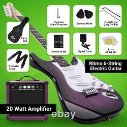 39 Pouces Guitare Électrique Et Amplificateur Complet Kit Débutant Starter Set Violet