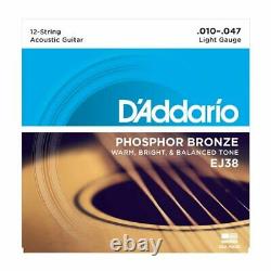 5 Sets X Ej38 12-string Acoustic Guitar Phosphor Bronze Light 10-47 Strings Set