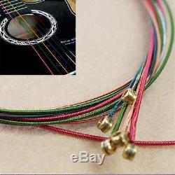 6pcs / Set Arc-en-couleur Coloré Cordes En Acier Pour Guitares Acoustiques Nouveau