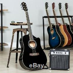Bois Noir Plein Surface Acoustic Electric Cutaway Guitar Set 10 Watt Amp Bag Case
