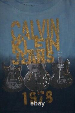 Calvin Klein Short Set 2pc Baby Boy 18 Mos 1978 Guitares Blue Glitter Nouveau