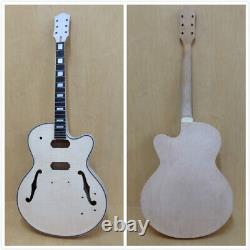 Complet No-solder E-273diy Hollow Body Electric Guitar Diy Kit, Set Neck, F Holes