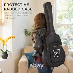 Ensemble de départ pour guitare acoustique électrique pour débutants avec design en bois massif à découpe de 41 pouces