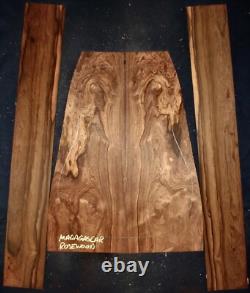 Ensemble de dos et éclisses acoustiques en bois de rose de Madagascar pour luthier de guitare