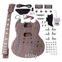 Ensemble de kit de guitare électrique DIY à 6 cordes avec corps en zébrano, manche et touche CR Parts