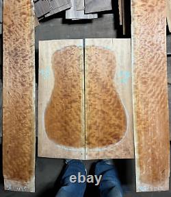 Ensemble de luthier de guitare en bois de cerisier bouclé AAAA avec dos et côtés