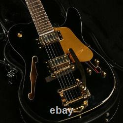 F Hole Black Style Guitar Électrique Hollow Basswood Body Gold Hardware 22 Fret