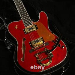 F Trou Rouge Tl Style Guitar Électrique Hollow Basswood Body Gold Hardware 22 Fret