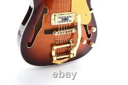 F Trou Semi Hollow Body Tl Guitar Électrique Bigsby Bridge Gold Hardware Set In