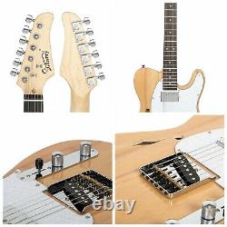 Glarry Tele-style Guitar Électrique Rosewood F-board Semi-hollow Set Tool Uk Stock