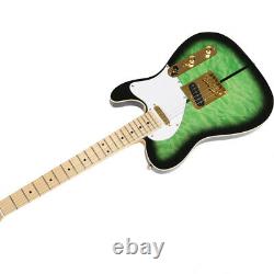 Green Tl Style Vintage Truff Dog Guitare Électrique Couette Érable Top Veneer 22f