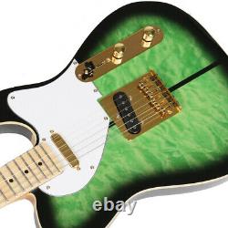 Green Tl Style Vintage Truff Dog Guitare Électrique Couette Érable Top Veneer 22f
