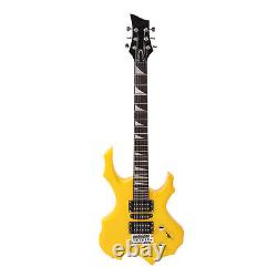 Guitare Électrique 24 Frettes Jaune Flamme Kit Débutant avec HR6