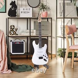 Guitare Électrique LyxPro Débutant 39 et Accessoires de Guitare Électrique, Blanc