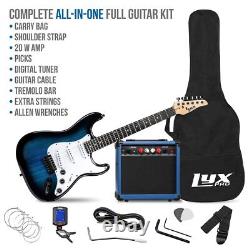 Guitare Électrique LyxPro Débutant 39 et Accessoires de Guitare Électrique, Bleu