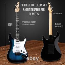 Guitare Électrique LyxPro Débutant 39 et Accessoires de Guitare Électrique, Bleu