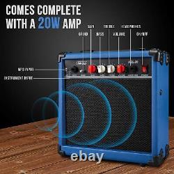 Guitare Électrique LyxPro Débutant 39 et Accessoires de Guitare Électrique, Bleu