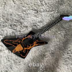 Guitare Électrique Noire EX Corps en Acajou Micros HH Ensemble Joint Expédition Rapide