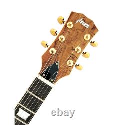 Guitare Électrique Semi-Hollow Haze E239GC avec Placage en Érable Spalted + Sac Gratuit