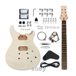 Guitare Électrique en Acajou Flamme Ensemble 22 Frettes Manche PRS Incrustation Points DIY Guitare Débutant