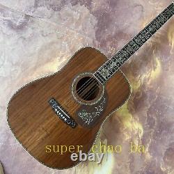 Guitare acoustique 41 D-45 en acacia massif avec incrustation d'abalones et touche en ébène