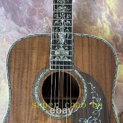 Guitare acoustique 41 D-45 en acacia massif avec incrustation d'abalones et touche en ébène