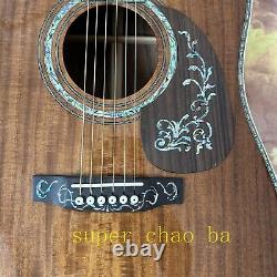 Guitare acoustique 41 D-45 en acacia massif avec incrustation d'abalones et touche en ébène