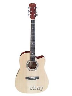 Guitare acoustique Spear & Shield pour débutant adulte Naturel 41 avec pack complet