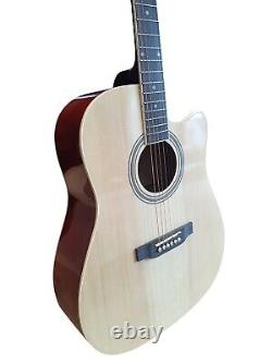 Guitare acoustique Spear & Shield pour débutant adulte Naturel 41 avec pack complet