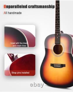 Guitare acoustique ZJW Gold 41 pour adultes, adolescents et débutants - Ensemble complet avec bague