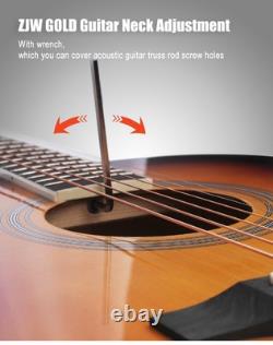 Guitare acoustique ZJW Gold 41 pour adultes, adolescents et débutants - Ensemble complet avec bague