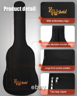 Guitare acoustique ZJW Gold 41 pour adultes, adolescents et débutants - Ensemble complet avec bague