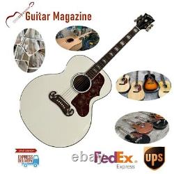 Guitare acoustique électrique blanche J200 43'' en épicéa massif avec égaliseur 6 cordes expédition gratuite