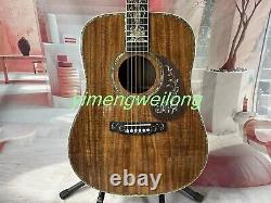 Guitare acoustique en acacia massif 41D-45 avec incrustation d'ormeau en stock