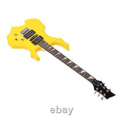 Guitare électrique 24 frettes guitare électrique en forme de flamme jaune kit débutant avec CHW