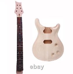 Guitare électrique DIY pour corps en acajou de style PRS avec cap en érable, 22 frettes, incrustations de points et manche collé