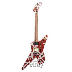 Guitare électrique EVH Striped Series Burgundy avec des rayures argentées SKU#1664475