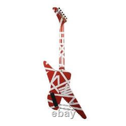 Guitare électrique EVH Striped Series Burgundy avec des rayures argentées SKU#1664475