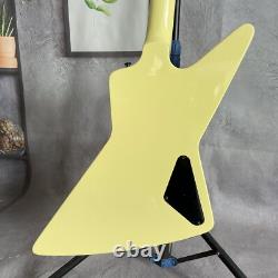 Guitare électrique Explorer Jaune Crème Personnalisée, Touche HPL, 22 Frettes, Ensemble en Joint
