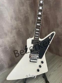 Guitare électrique Explorer blanche de haute qualité personnalisée avec Floyd Rose Shaker