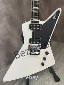 Guitare électrique Explorer blanche de haute qualité personnalisée avec Floyd Rose Shaker