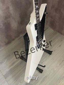 Guitare électrique Explorer blanche de haute qualité personnalisée avec Floyd Rose Shaker