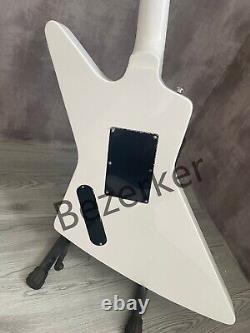 Guitare électrique Explorer blanche de haute qualité personnalisée avec Floyd Rose Shaker