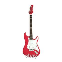 Guitare électrique Haze E211 Fiesta Red HST avec accessoires